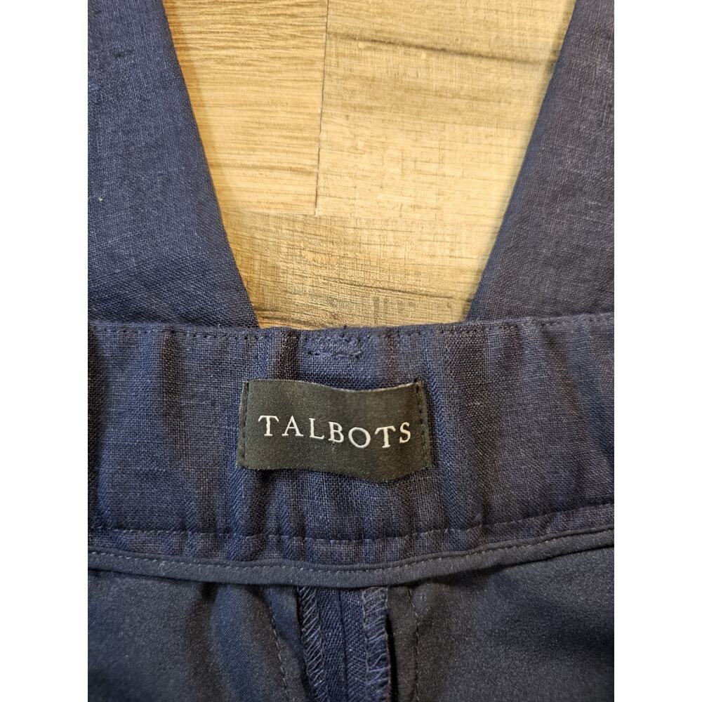Talbots Bristol Crop Leg 100% Linen Pants Women’s Size 6P Navy High Rise - Picture 4 of 11